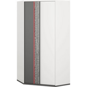 Space-Efficient Philosophy Corner Wardrobe in Grey & White (H)1980mm (W)950mm (D)950mm - Optimised Bedroom Storage