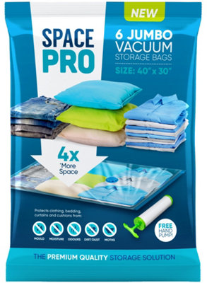 Space Pro 6 X Jumbo Vacuum Storage Bags for Duvets Blankets Bed Sheets Clothes