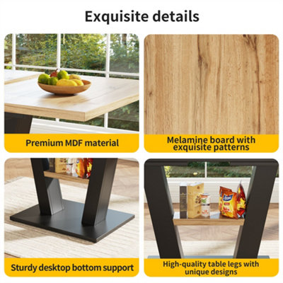 Space-Saving Extendable Table for Kitchen & Dining Room, Wood Finish ...