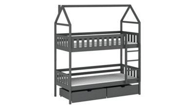 Space-Saving Graphite Gaja Bunk Bed with Storage and Bonnell Mattresses (H)217cm (W)198cm (D)98cm - Versatile & Stylish