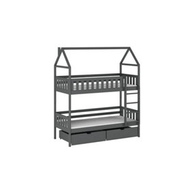 Space-Saving Graphite Gaja Bunk Bed with Storage and Bonnell Mattresses (H)217cm (W)198cm (D)98cm - Versatile & Stylish