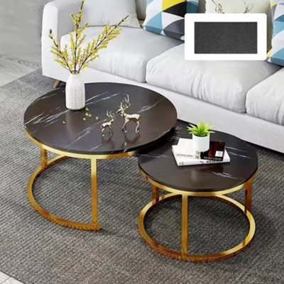 Space-Saving Nesting Coffee Table Set 2 Round Stacking Tables for ...