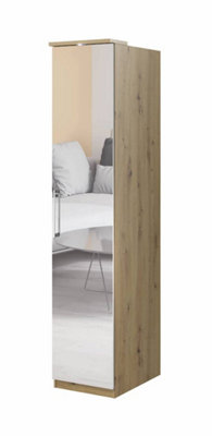 Space-Saving Optima 57 Mirrored Wardrobe in Oak Artisan - Sleek & Functional, H2170mm W450mm D630mm