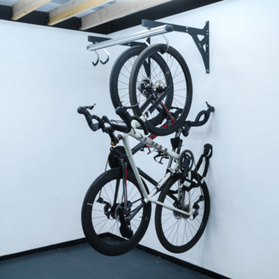 Space Saving Wall Mounted Bike Rack for 4 Bikes, Rotating Hooks ...