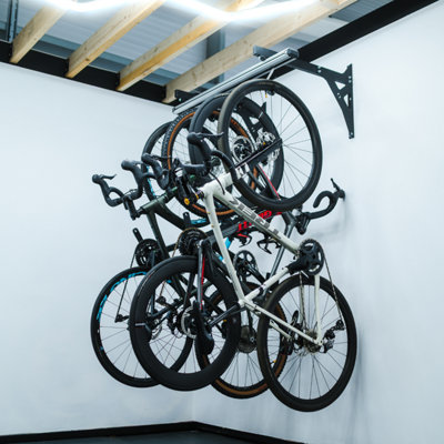 Space Saving Wall Mounted Bike Rack for 4 Bikes, Rotating Hooks ...