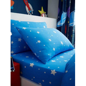 Space Stars Single Fitted Sheet and Pillowcase Set