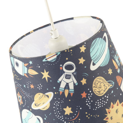 Space Themed Childrens Lamp Shade with Rockets Planets and Astronauts