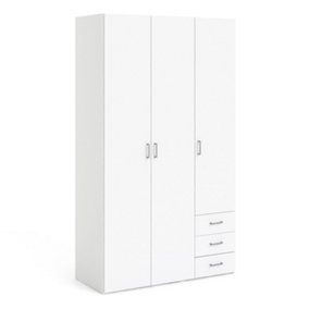 Space Wardrobe - 3 Doors 3 Drawers in White 2000