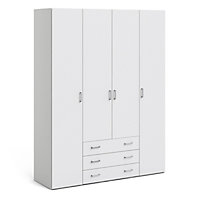 Space Wardrobe - 4 Doors 3 Drawers in White 2000