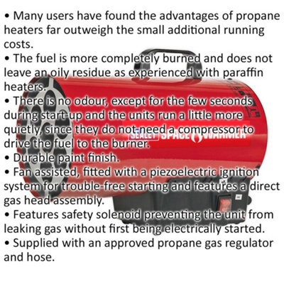 Space Warmer Propane Heater - 40500 Btu/hr - Gas Regulator & Hose - 230V