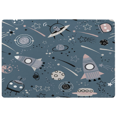 Spaceships And Planets With Stars Designer Special Soft Home Rug