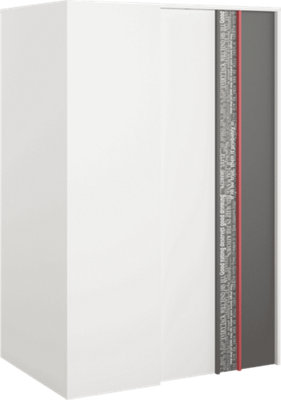 Spacious All-in-One Mia Wardrobe in Grey & White Right (H)1980mm (W)1300mm (D)900mm - Elegant Storage with Mirror and LED