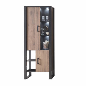 Spacious and Elegant Wooden Display Cabinet in Okapi Walnut with Glass Doors (H)2000mm (W)750mm (D)390mm