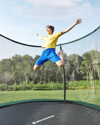Spacious Backyard Trampoline with Secure Netting, Soft Bar Padding and ...