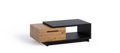 Spacious Ines 03 Coffee Table - Oak Artisan & Black with Generous Storage - W1200mm x H400mm x D600mm