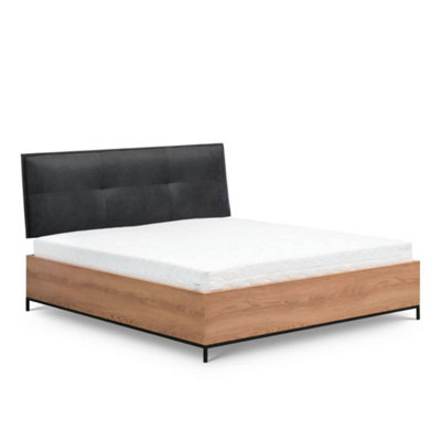 Spacious Loft Caramel Ottoman Bed H1120mm W1870mm D2150mm with Hidden Storage and Upholstered Headboard