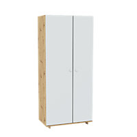Spacious Modico Hinged Door Wardrobe with Shelves - Oak Artisan & Alpine White (H)2010mm x (W)900mm x (D)500mm, Elegant Design