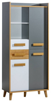 Spacious Multi-Use Cabinet: Werso W3, Anthracite & Oak Riviera, H1952mm W900mm D420mm