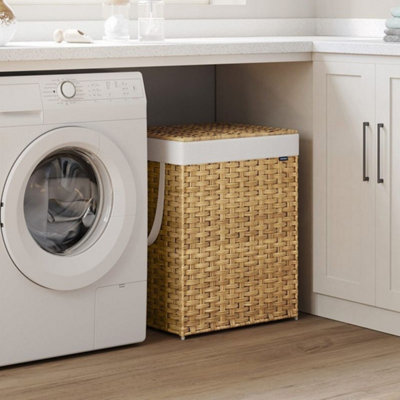 Spacious Synthetic Rattan Storage Basket, Wicker Laundry Container ...