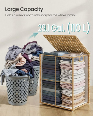 Spacious Synthetic Rattan Storage Basket, Wicker Laundry Container ...