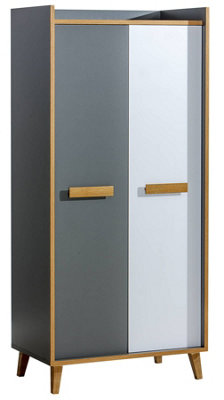 Spacious Werso 1 Hinged Wardrobe - Anthracite & Oak, H1952mm W900mm D550mm