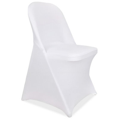 100-Pack White Stretch Spandex Folding Chair Covers – Reusable, Anti-Wrinkle, Perfect For Weddings & Parties (16.54"D X 15.75"W X 30.31"H)