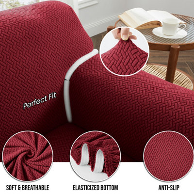 Spandex Sofa Cover Red/Wine 1,2,3,4 Seater Pet Protect Soft Luxury New