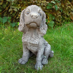 Spaniel Puppy Dog Stone Cast Garden Ornament
