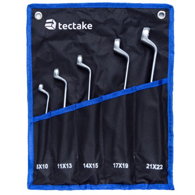 Spanner Set - double-ended wrench, 5-piece, 8 - 22 mm, including roll bag - black