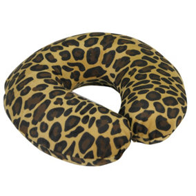 Spare Cover for Blue Memory Foam Neck Cushion - Tan Leopard Soft Velour Cover