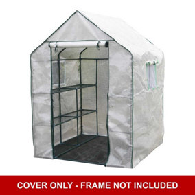 Spare Cover, Large Walk In Greenhouse PE Cover, Roll Up Door & Netted Windows for Temperature Control