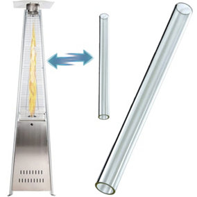 Spare Replacement Glass Tube Only 125 x 10cm for Standing Gas Heater Pyramid Flame 13kW