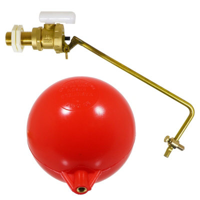 SPARES2GO 1/2" Part 2 Valve Low Pressure Side Entry Toilet Cistern Ballcock + 6" Ball Float Kit