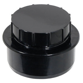 SPARES2GO 110mm Screwed Access Cap Ring Seal Soil System Vent Pipe Push Fit Plug (Black)