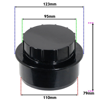 SPARES2GO 110mm Screwed Access Cap Ring Seal Soil System Vent Pipe Push ...