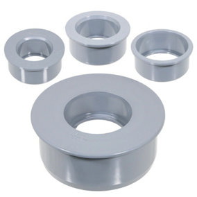SPARES2GO 110mm Soil Pipe Reducer + 32mm 40mm 50mm Boss Adaptor Solvent Weld Push Fit Kit (Grey)