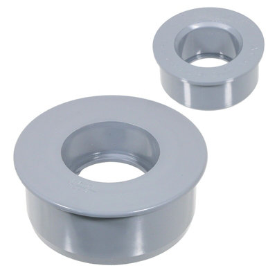 SPARES2GO 110mm Soil Pipe Reducer + 32mm Boss Adaptor Solvent Weld Waste Push Fit Seal Kit (Grey)