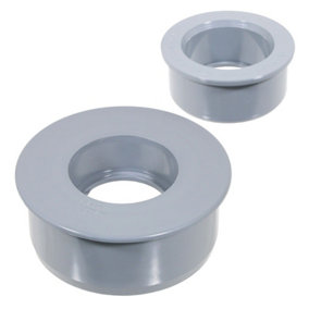 SPARES2GO 110mm Soil Pipe Reducer + 40mm Boss Adaptor Solvent Weld Waste Push Fit Seal Kit (Grey)