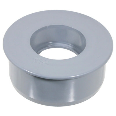 SPARES2GO 110mm Soil Pipe Reducer Boss Adaptor Solvent Weld Waste Push Fit Ring Seal (Grey)