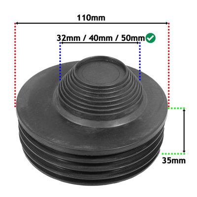 SPARES2GO 110mm Waste Reducer 32mm 40mm 50mm Push Fit Soil Pipe Drainage System Adaptor (Black)