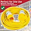 SPARES2GO 110V Extension Lead 14m 16A 1.5mm Extra Long Outdoor Construction Site Generator Cable (Yellow)