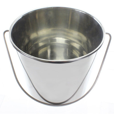 SPARES2GO 12 Litre Stainless Steel Handled Pail Bucket (Silver)