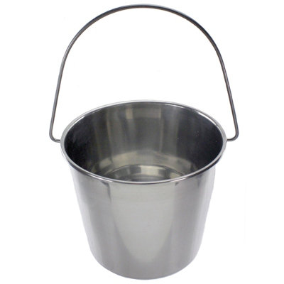 SPARES2GO 12 Litre Stainless Steel Handled Pail Bucket (Silver)