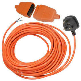 SPARES2GO 12 Metre Cable & Lead Plug Repair Extension + 2 Core Connector Socket for Leaf Blower Garden Vac Vacuum (12m)