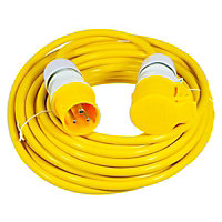 SPARES2GO 16A Extension Lead 14m 110V 2.5mm Heavy Duty Power Cable Cord 3-Pin 2P+E (Yellow)