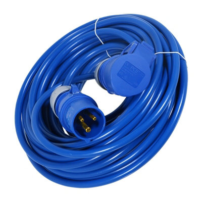 SPARES2GO 16A Extension Lead 14m 240V 2.5mm Outdoor Caravan Motorhome Hook Up Heavy Duty Power Cable (Blue)