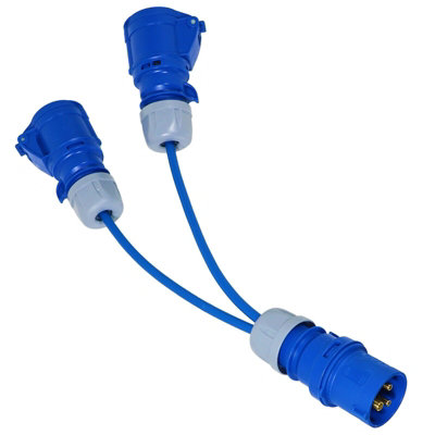 3er Steckdosenleiste Schuko 16A IP54 Wohnwagen Wohnmobil Caravan Boot usw.230V-250V mit Kabel und CEE Stecker 2 m (PA