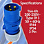 SPARES2GO 16A Splitter Cable 240V Generator 2 Way Hook Up Y Piece 2 x 16 Amp Sockets (Orange)
