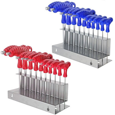 SPARES2GO 20 Piece T Handle Imperial SAE + Metric Hex Allen Key CR-V ...