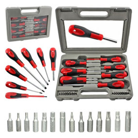 SPARES2GO 21 Piece Large & Small Magnetic Tip Screwdriver and Bit Set